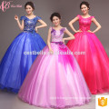 Robe en robe de balle pleine longueur appliquée robe de quinceanera robe bleue rouge robe de bal rose robe de bal